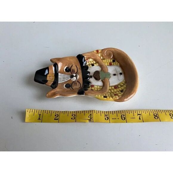 Johanna Parker Fall Harvest Critter Shaped Plate Chipmunk Candy Dish 5" NEW - Picture 7 of 11